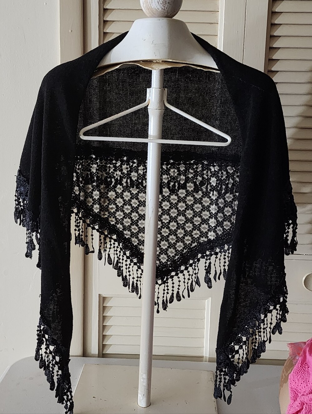 Black Lace Fringe Shawl Wrap - Women Accessories